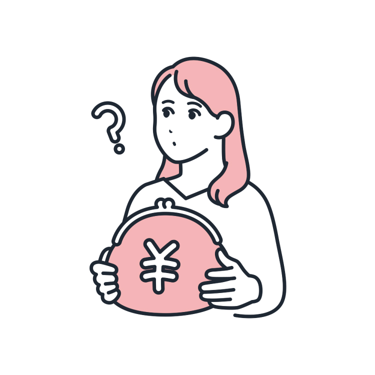 財布持っている女性のイラスト