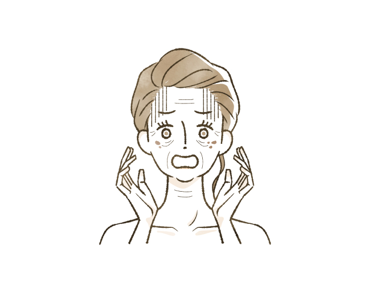 皮膚が老化した女性のイラスト